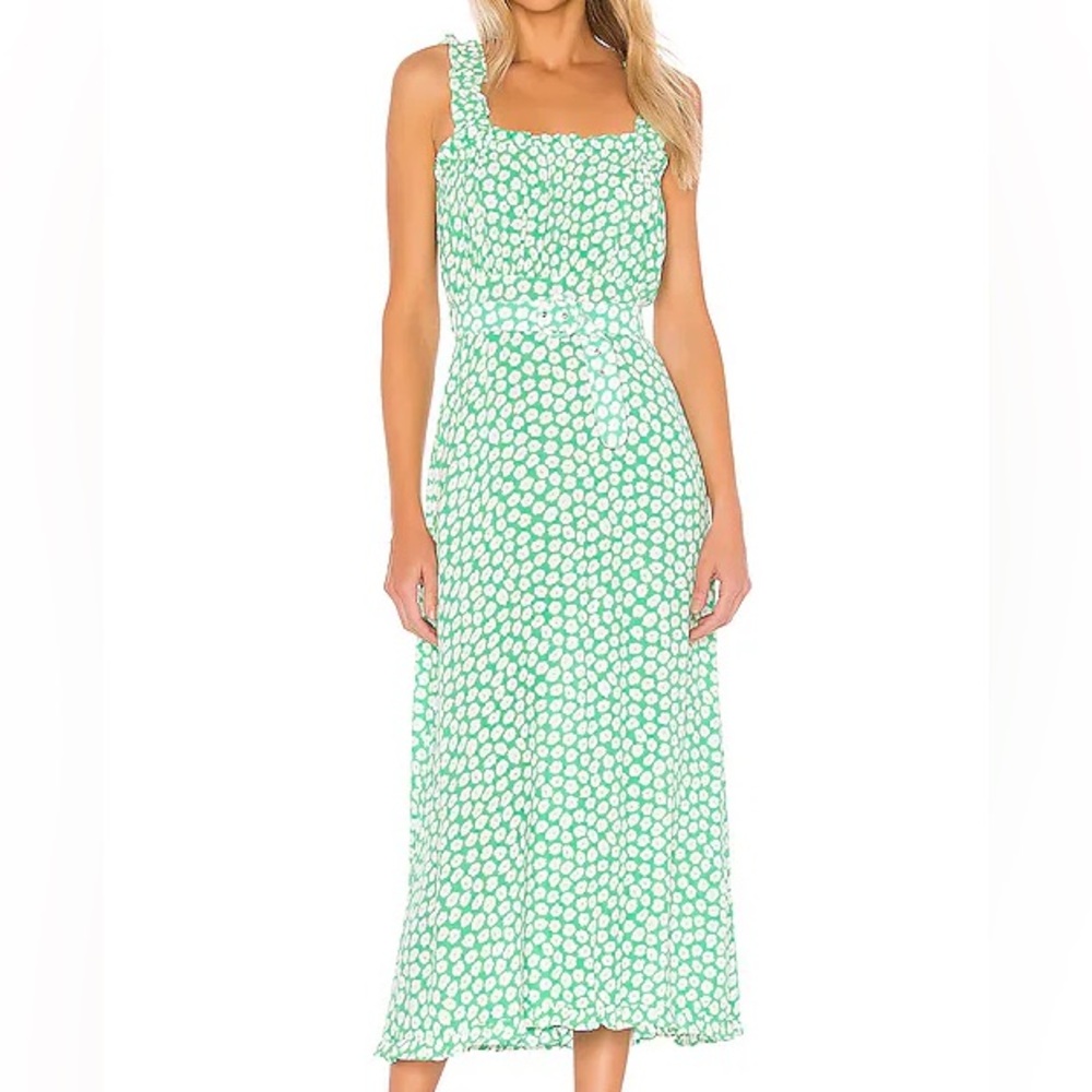 Faithfull the Brand Saint Tropez Belted Cora Floral Green Maxi Dress